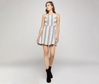 Variegated Stripe Swing Dress  Black/Ivory - thumbnail