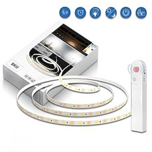 Induction light with LED intelligent body cabinet light bed bottom small night light kitchen floor board cabinet bottom shoes wardrobe long strip light 2 meters 120 light beads 4  AAA battery Lightinthebox