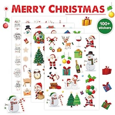 4pcs Christmas Stickers for Children Cartoon Gifts Snowflakes for Elderly Xmas DIY Party Decoration Christmas stickers Lightinthebox