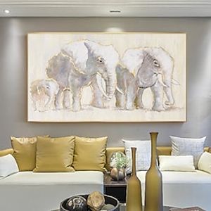 Handmade Oil Painting Canvas Wall Art Decor Abstract Abstract Elephant Painting Original Animal Painting for Home Decor With Stretched FrameWithout Inner Frame Painting Lightinthebox