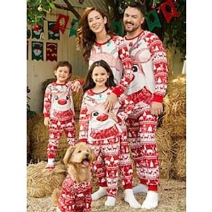 Santa Claus Reindeer Family Christmas Pajamas Nightwear Men's Women's Boys Girls' Family Matching Outfits Christmas New Year Christmas Eve Kid's Adults' Home Wear Polyester Top Pants miniinthebox
