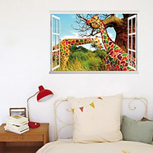 3D Fake Window New Wall Plastering Rainbow Deer Home Hallway Background Decoration Can Be Removed Stickers miniinthebox