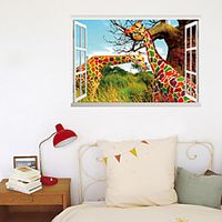 3D Fake Window New Wall Plastering Rainbow Deer Home Hallway Background Decoration Can Be Removed Stickers miniinthebox - thumbnail