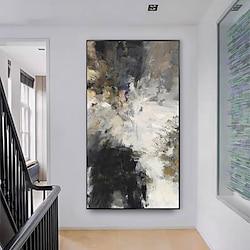 Handmade Oil Painting Canvas Wall Art Decoration Modern Abstract Black and White for Home Decor Rolled Frameless Unstretched Painting Lightinthebox