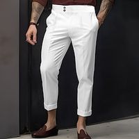 Men's Dress Pants Trousers Suit Pants Gurkha Pants Button Front Pocket Plain Comfort Business Daily Holiday Fashion Chic  Modern Black White Lightinthebox - thumbnail