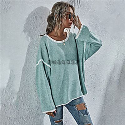 cross-border autumn and winter amazon new sweater round neck sweater loose large size fashion women's sweater women miniinthebox