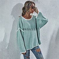 cross-border autumn and winter amazon new sweater round neck sweater loose large size fashion women's sweater women miniinthebox - thumbnail