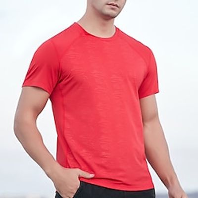 Men's T shirt Tee Gym Shirt Fitness Shirt Basketball Shirt Men Tops Crew Neck Short Sleeve Sports  Outdoor Vacation Going out Casual Daily Quick dry Sweat wicking Breathable Soft Plain Black Yellow Lightinthebox