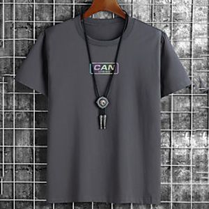 Men's Unisex Tee T shirt Hot Stamping Graphic Prints Letter Plus Size Print Short Sleeve Casual Tops Cotton Basic Fashion Designer Big and Tall White Black Khaki miniinthebox