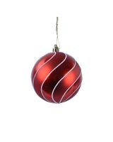 Kaemingk Decoris 8cm Bauble On Wire Shatterproof Matt Glitter & Lacquer Red