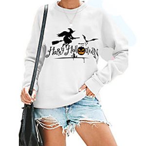 Women's Sweatshirt Halloween Letter Print Halloween Casual Hot Stamping Streetwear Halloween Hoodies Sweatshirts  Blushing Pink Gray White Lightinthebox