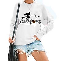 Women's Sweatshirt Halloween Letter Print Halloween Casual Hot Stamping Streetwear Halloween Hoodies Sweatshirts  Blushing Pink Gray White Lightinthebox - thumbnail