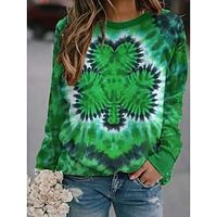 Women's Sweatshirt Pullover Shamrock St.Patrick's Day Casual Print Olive Green Grass Green Light Green Active Sportswear Round Neck Long Sleeve Top Micro-elastic Fall  Winter Lightinthebox - thumbnail