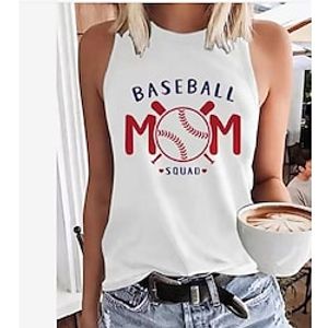 Women's Tank Top Pearl White Ivory Heart Baseball Print Sleeveless Daily Weekend Basic Round Neck Regular Painting S Lightinthebox