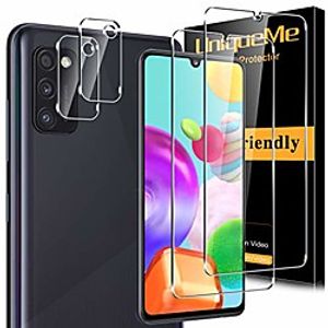 [4 pack] unqiueme 2 pack protective film compatible with samsung galaxy a41 and 2 pack armored glass camera protection, [maximum range] [bubble-free] screen protector hd clear film tempered glass Lightinthebox