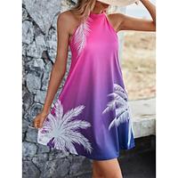 Women's Casual Dress Leaf Print Halter Neck Mini Dress Hawaiian Stylish Daily Vacation Sleeveless Summer Lightinthebox - thumbnail