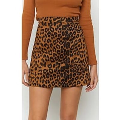 Women's Skirt Work Skirts Mini Suede Dark Green Brown Beige Gray Skirts Print Fashion Carnival Homecoming S M L Lightinthebox