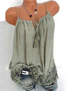 Patchwork Lace Plain Sleeveless T-shirt
