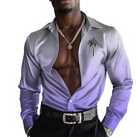 Men's Casual Shirts Formal Summer Spring Fall Turndown Long Sleeve Yellow, Purple S, M, L Polyester Shirt Lightinthebox