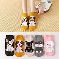 5 Pairs Women's Ankle Socks Low Cut Socks Home Work Daily Animal Patterned Simple Classic Casual Cute 5 Pairs Socks Lightinthebox - thumbnail