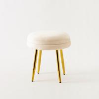 Upholstered Stool with Metallic Legs - 38x38x43 cms