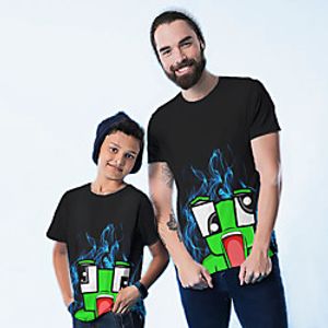 Family Look Tee Graphic Print Black Short Sleeve Active Matching Outfits / Kids miniinthebox