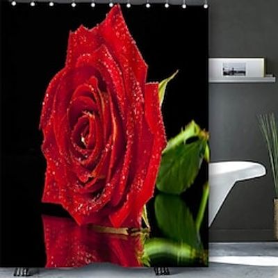 Valentine's Day Bathroom Deco Shower Curtain with Hooks Bathroom Decor Waterproof Fabric Shower Curtain Set with12 Pack Plastic Hooks miniinthebox