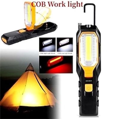 LED Work Light Rechargeable COB Inspection Light With 4 Modes Super Bright Worklight 90Rotate Handheld Flashlight Work Lamp For Car Repair Home Use Emergency miniinthebox