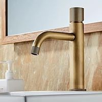 Bathroom Sink Mixer Faucet Single Knob, Vintage Mono Basin Taps Brass Deck Mounted, Monobloc Single Handle One Hole Vessel Water Tap with Hot Cold Water Hose Washroom miniinthebox - thumbnail