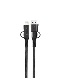 Trands 4 in 1 USB Type-C to Type-C Lightning Cable 1 Meter Black