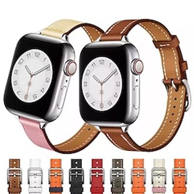 1pc Smart Watch Band Compatible with Apple iWatch 384041mm 424445mm Genuine Leather Adjustable Rugged Solo Loop Leather Loop for iWatch Smartwatch Strap Wristband for Series 7  SE  654321 Lightinthebox