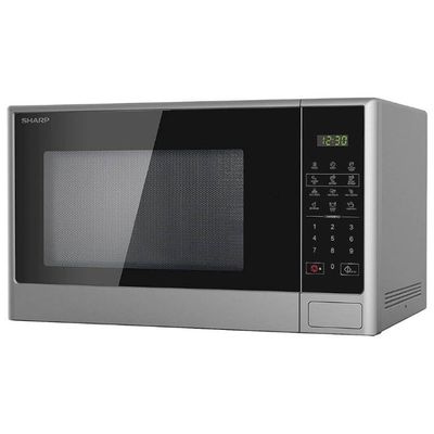Sharp 28 Liter 1100W Digital Push Button Solo Microwave Oven With 10 Power Levels, SiIver - R-28CT