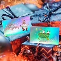 50 pieces Merry Christmas Gift Card Christmas Greeting Card Santa Claus Snowman Party Invitation Card Rainbow Laser Card miniinthebox - thumbnail