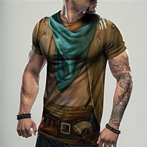 Men's Unisex Tee T shirt Shirt 3D Print 3D Graphic Prints Print Short Sleeve Daily Tops Casual Designer Big and Tall Brown Lightinthebox