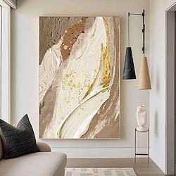 Large hand painted Nordic brown Beige white abstract painting handmade wall white 3D texture painting gold painting modern artwork painting for living room abstract painting minimalist artwork Lightinthebox