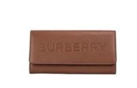 Burberry Porter Tan Grained Leather Embossed Continental Clutch Flap Wallet Brown (44571)