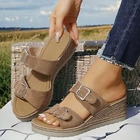 Women's Sandals Slippers Wedge Sandals Espadrilles Platform Sandals Outdoor Buckle Platform Bohemia Vacation Microbial Leather Brown Lightinthebox