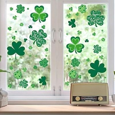 8 Sheets St Patricks Day Window Clings, Shamrock Stickers For St Patricks Day Decorations, 106pcs Reusable Static Spring Window Clings Decor Lightinthebox