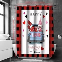 Valentine's Day Bathroom Deco Shower Curtain with Hooks Bathroom Decor Waterproof Fabric Shower Curtain Set with12 Pack Plastic Hooks miniinthebox