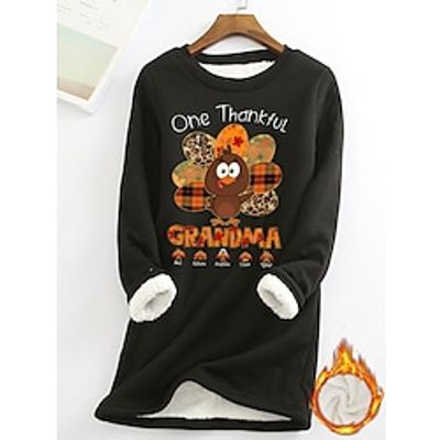 Women's Hoodie Sweatshirt Pullover Sherpa Fleece Lined Graphic Letter Warm Funny Fuzzy Print Black Pink Dark Pink Casual Sports Hoodie Long Sleeve Top Micro-elastic Fall  Winter Lightinthebox