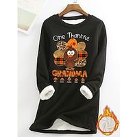Women's Hoodie Sweatshirt Pullover Sherpa Fleece Lined Graphic Letter Warm Funny Fuzzy Print Black Pink Dark Pink Casual Sports Hoodie Long Sleeve Top Micro-elastic Fall  Winter Lightinthebox - thumbnail