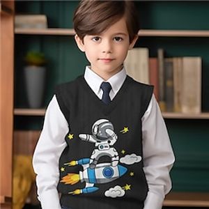 Boys 3D Astronaut Sweater Vest Sleeveless 3D Print Fall Winter Sports Fashion Streetwear Polyester Kids 3-12 Years V Neck Outdoor Casual Daily Regular Fit Lightinthebox
