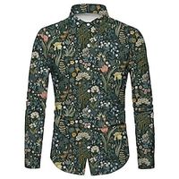 Men's Shirt Floral Graphic Prints Turndown Blue Green 3D Print Outdoor Street Long Sleeve Button-Down Print Clothing Apparel Fashion Designer Casual Soft miniinthebox - thumbnail