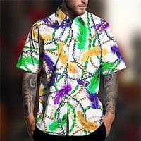 Feathers Casual Men's Shirt Daily Wear Going out Weekend Autumn  Fall Turndown Short Sleeves Black, White S, M, L 4-Way Stretch Fabric Shirt Easter Lightinthebox - thumbnail