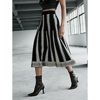 Women's Skirt Work Skirts Midi Polyester Knit Black Skirts Print Fashion Office / Career Daily One-Size miniinthebox - thumbnail