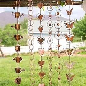 Wind Chimes Metal Rain Chain Butterfly Chimes and Cups Rain Catcher for Gutter Roof Decor Metal Drainage Rain Chain miniinthebox