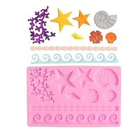 Ocean Sea Life Theme Cute 3D Coral Starfish Star Silicone Baking Chocolate Mold Fondant Cake Food Party Lace Decor Mat Lightinthebox - thumbnail