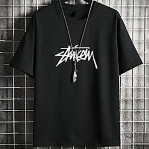 Men's Unisex Tee T shirt Hot Stamping Graphic Prints Letter Plus Size Print Short Sleeve Casual Tops Cotton Basic Fashion Designer Big and Tall White Black Lightinthebox
