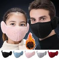 1pc Winter Warm Fleece Mask Earmuffs Solid Color Unisex Coldproof Face Covering Outdoor Cycling Hiking Ski Mask Ear Warmer For Women Men miniinthebox - thumbnail