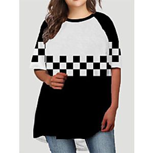 Women's Plus Size Dress T Shirt Dress Tee Dress Short Mini Dress Half Sleeve Graphic Geometric Print Basic Fall Spring Summer White Gray XL XXL 3XL 4XL 5XL Lightinthebox